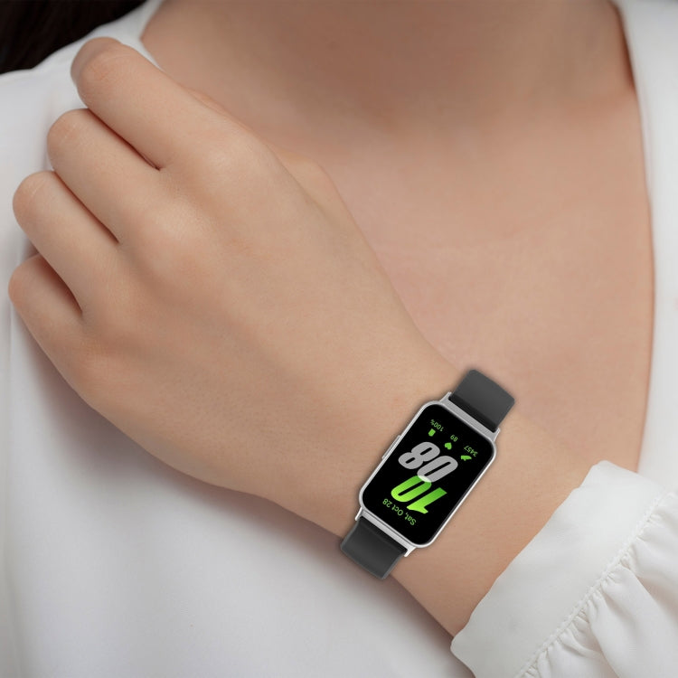 For Samsung Galaxy Fit 3 SM-R390 Metal Connector Liquid Glossy Silicone Watch Band(Green) - Watch Bands by PMC TechLife | Online Shopping South Africa | PMC TechLife