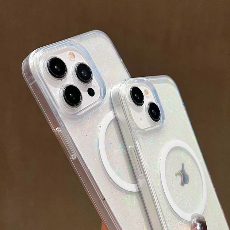 For iPhone 15 Laser Love MagSafe TPU Phone Case(Transparent) - iPhone 15 Cases by PMC TechLife | Online Shopping South Africa | PMC TechLife