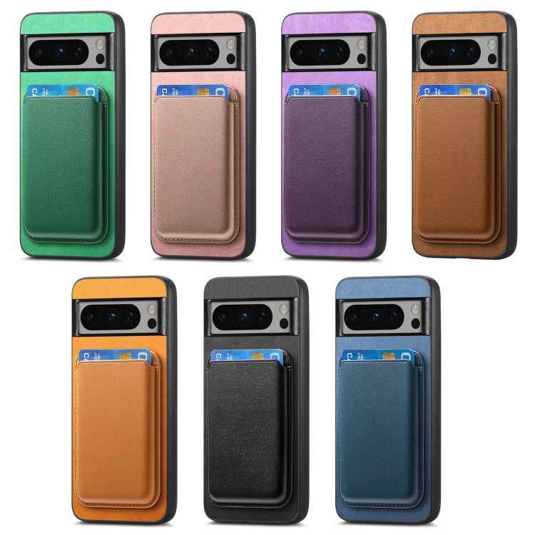 For Google Pixel 9 Pro Retro Magsafe Card Bag PU Back Cover Phone Case(Yellow) - Google Cases by PMC TechLife | Online Shopping South Africa | PMC TechLife | Buy Now Pay Later Mobicred