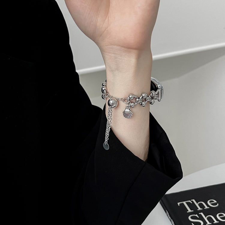 For Xiaomi Mi Band 8 Beaded Bracelet Metal Watch Band(Silver+Dual Ring) - free shipping - PMC TechLife - Order now!