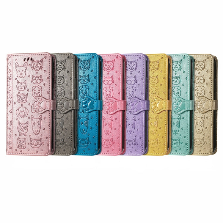 For Huawei Pura 70 Cat and Dog Embossed Leather Phone Case(Rose Gold) - Huawei Cases by PMC Jewellery | Online Shopping South Africa | PMC Jewellery | Buy Now Pay Later Mobicred