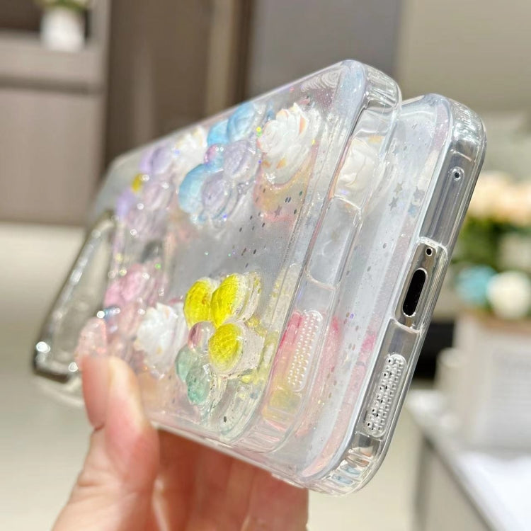 For Huawei Pura 70 Electroplated Frame 3D Strawberry Flower TPU Phone Case(Colorful Flowers) - Huawei Cases by PMC Jewellery | Online Shopping South Africa | PMC Jewellery | Buy Now Pay Later Mobicred