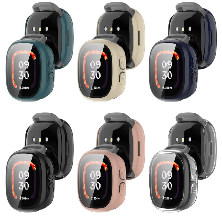 For Fitbit Ace LTE PC + Tempered Glass Film Integrated Watch Protective Case(Pine Green) - Watch Cases by PMC TechLife | Online Shopping South Africa | PMC TechLife | Buy Now Pay Later Mobicred
