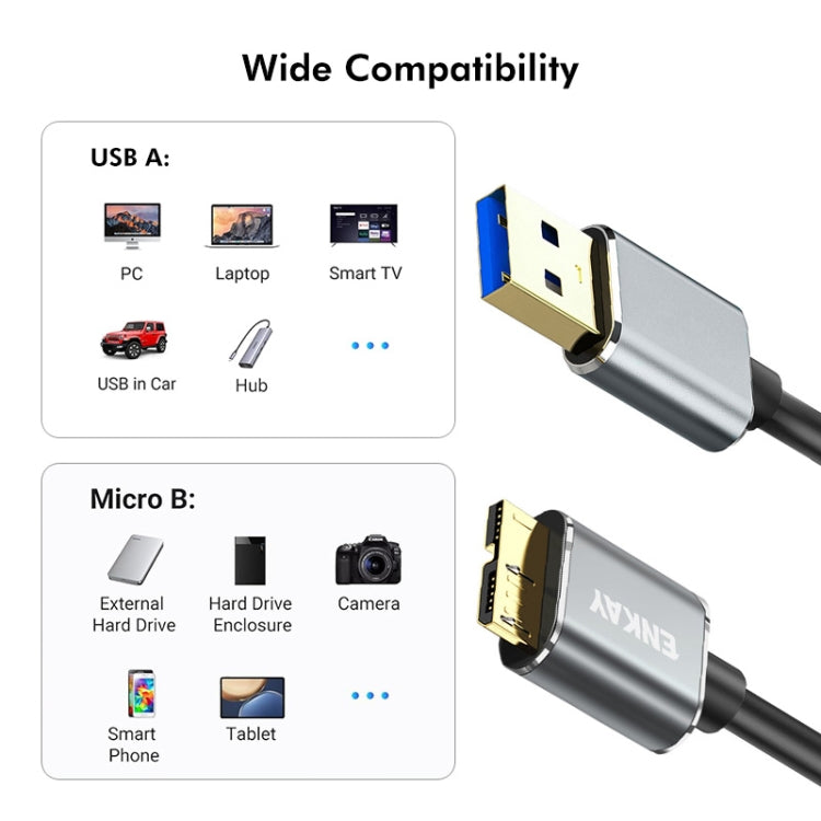 ENKAY USB 3.0 A to USB 3.0 Micro B 5Gbps Data Camera Hard Drive Cable, Length:1m - USB 3.0 by ENKAY | Online Shopping South Africa | PMC TechLife | Buy Now Pay Later Mobicred