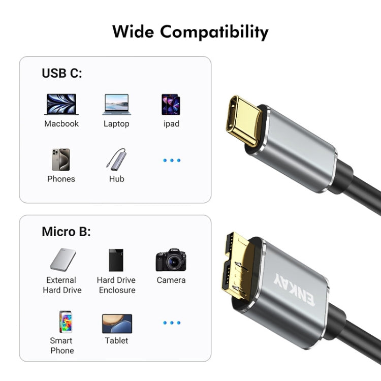 ENKAY USB 3.1 Type-C to USB 3.0 Micro B 10Gbps Data Camera Hard Drive Cable, Length:1m - Others by ENKAY | Online Shopping South Africa | PMC TechLife | Buy Now Pay Later Mobicred