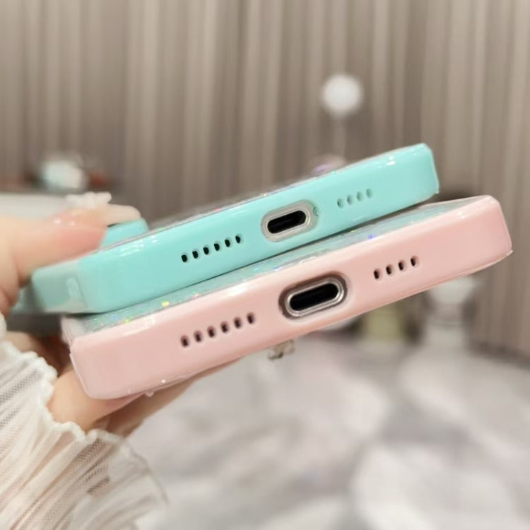 For iPhone 16 Pro Max Color Butterfly Glitter Epoxy TPU Phone Case(Green) - iPhone 16 Pro Max Cases by PMC TechLife | Online Shopping South Africa | PMC TechLife | Buy Now Pay Later Mobicred