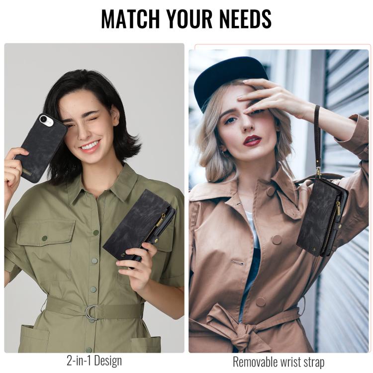 For iPhone 16e CaseMe 008 Detachable Multifunctional Leather Phone Case(Black) - free shipping - PMC TechLife - Order now!