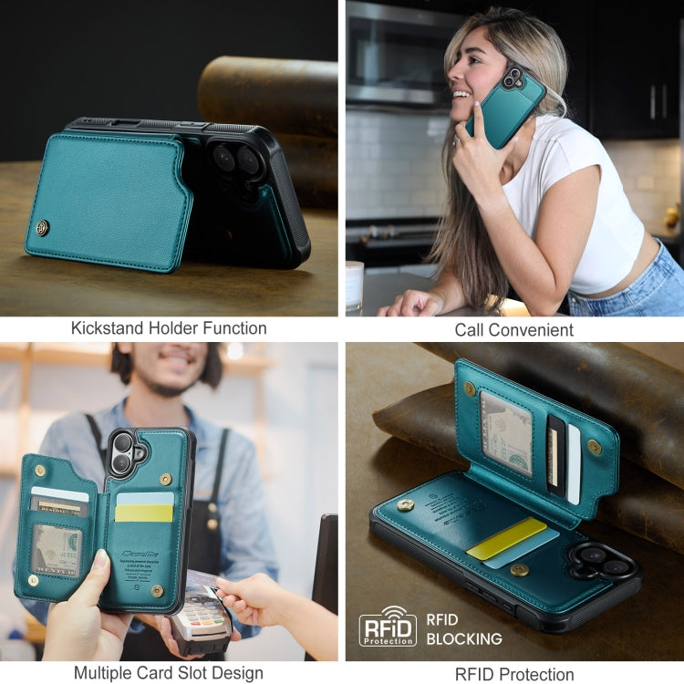 For iPhone 16 CaseMe C22 Card Slots Holder RFID Anti-theft Phone Case(Green) - free shipping - PMC Jewellery - Order now!