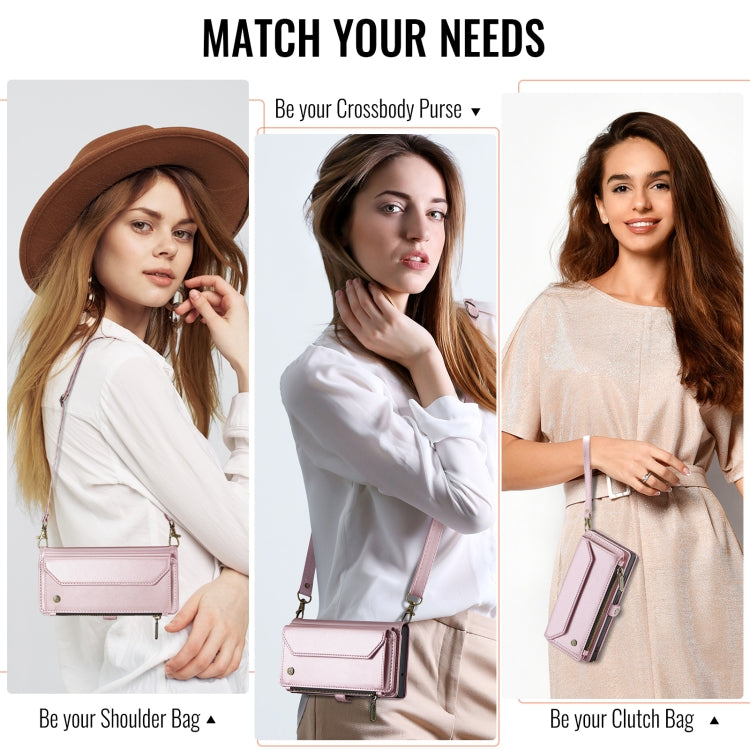 For iPhone 16 CaseMe C36 Card Slots Zipper Wallet RFID Anti-theft Leather Phone Case(Pink) - free shipping - PMC Jewellery - Order now!