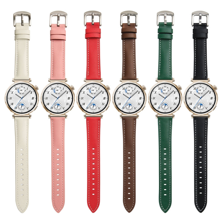 For Huawei Watch GT 5 41mm Women Silver Buckle Genuine Leather Watch Band(Green) - free shipping - PMC TechLife - Order now!