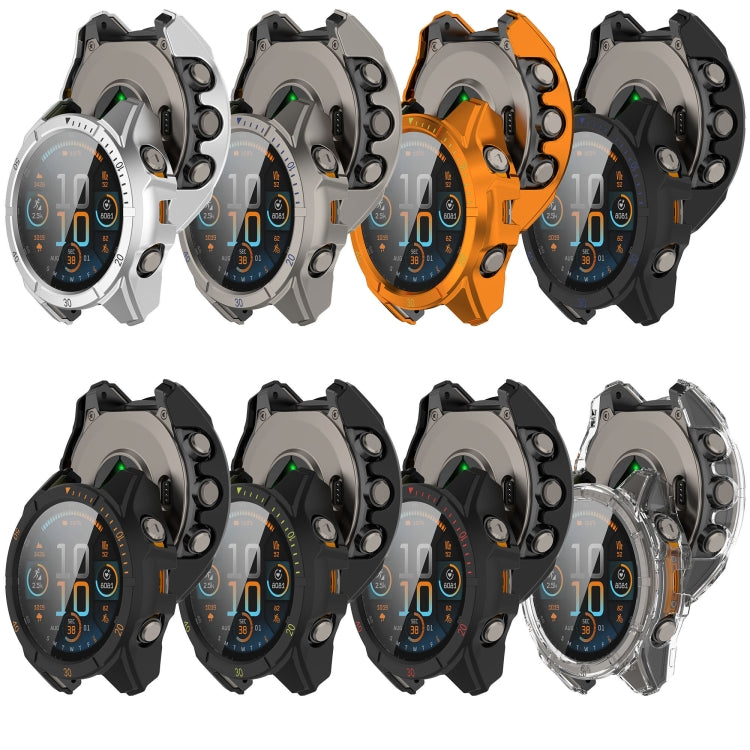 For Garmin Fenix 8 AMOLED 47mm Tempered Glass Film Integrated PC Watch Case(Black Red) - free shipping - PMC TechLife - Order now!