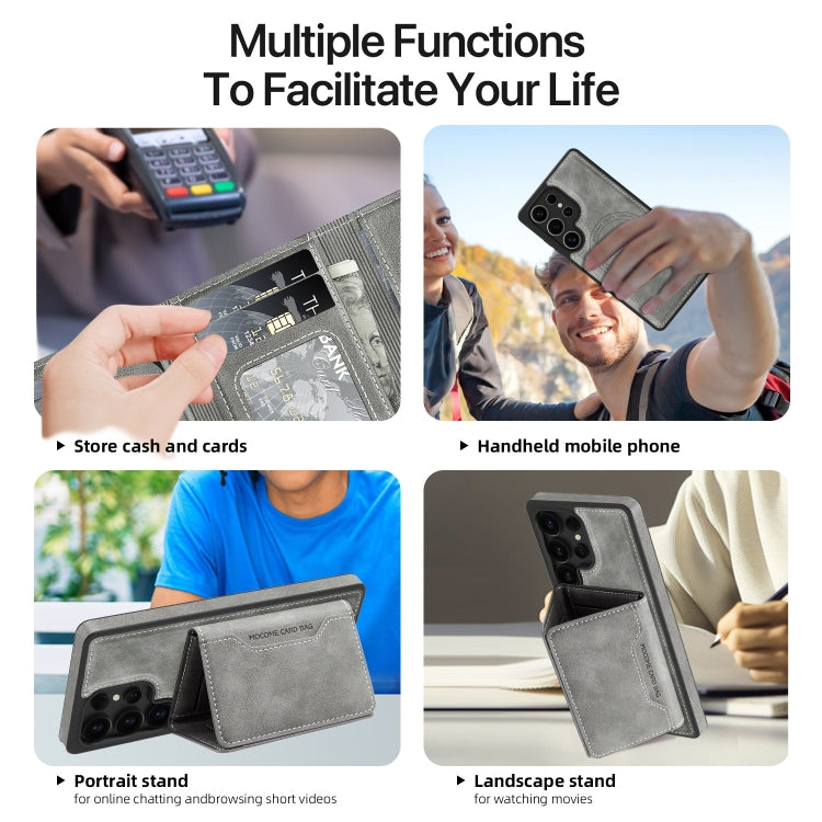 For Samsung Galaxy S25+ 5G Shield Multi-functional MagSafe Card Bag Phone Case(Grey) - Galaxy S25+ 5G Cases by PMC Jewellery | Online Shopping South Africa | PMC Jewellery | Buy Now Pay Later Mobicred