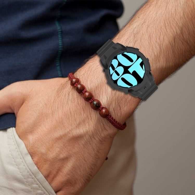 For Samsung Galaxy Watch 7 44mm Armor Silicone Watch Band with Watch Case Set(Black) - Watch Bands by PMC Jewellery | Online Shopping South Africa | PMC Jewellery | Buy Now Pay Later Mobicred