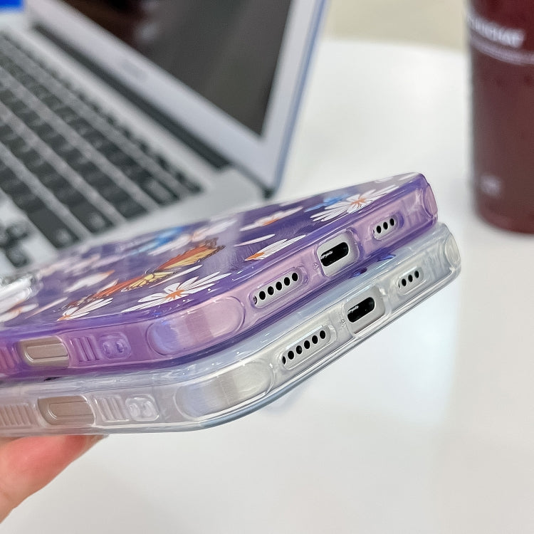 For iPhone 16e Plating Texture Butterfly TPU Phone Case with Glitter Lens Film(Purple Butterflies HU4) - iPhone 16e Cases by PMC TechLife | Online Shopping South Africa | PMC TechLife | Buy Now Pay Later Mobicred