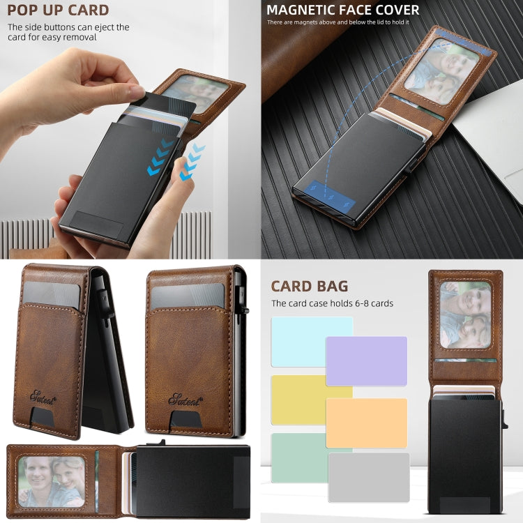 For Samsung Galaxy S25+ 5G Suteni H19 Oil Wax 2-in-1 MagSafe Removable Card Box Back Phone Case(Brown) - Galaxy S25+ 5G Cases by Suteni | Online Shopping South Africa | PMC TechLife | Buy Now Pay Later Mobicred