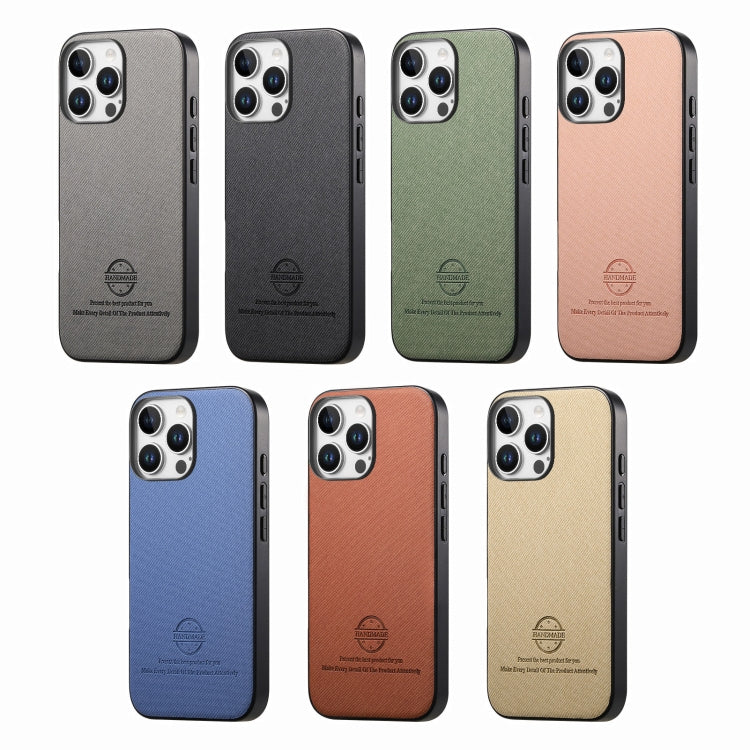 For iPhone 16e Twill Fabric Leather Skin Back Phone Case(Brown) - iPhone 16e Cases by PMC TechLife | Online Shopping South Africa | PMC TechLife | Buy Now Pay Later Mobicred