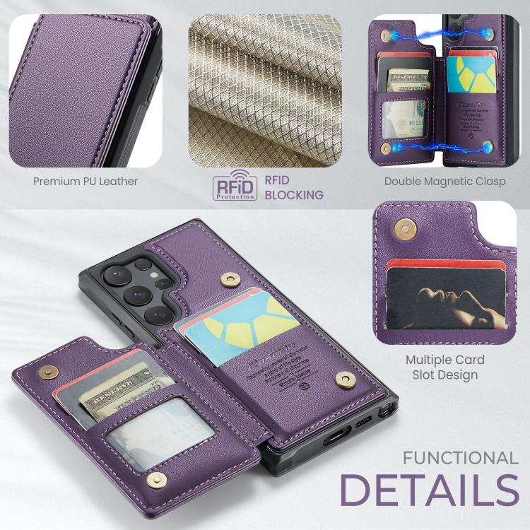 For Samsung Galaxy S25 Ultra 5G CaseMe C22 Card Slots Holder RFID Anti-theft Phone Case(Purple) - Galaxy S25 Ultra 5G Cases by CaseMe | Online Shopping South Africa | PMC Jewellery | Buy Now Pay Later Mobicred