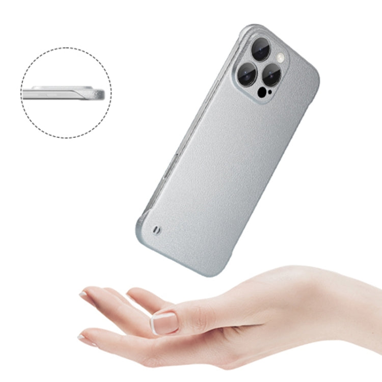 For iPhone 15 Pro Max Frameless Litchi Texture PC Phone Case(Titanium Silver) - iPhone 15 Pro Max Cases by PMc TechLife | Online Shopping South Africa | PMc TechLife | Buy Now Pay Later Mobicred