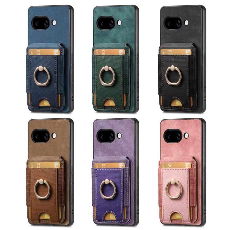 For Google Pixel 9a Retro Splitable Magnetic Stand Card Bag Leather Phone Case(Purple) - Google Cases by PMC TechLife | Online Shopping South Africa | PMC TechLife | Buy Now Pay Later Mobicred