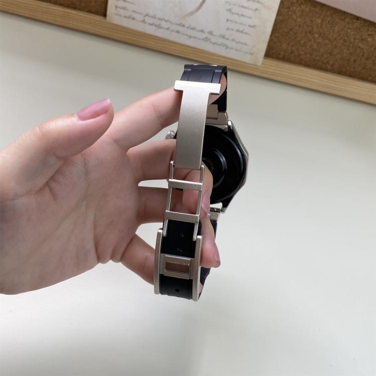 22mm Folding Magnetic Buckle Stainless Steel Rubber Watch Band(Purple+Rose Gold) - free shipping - PMC TechLife - Order now!