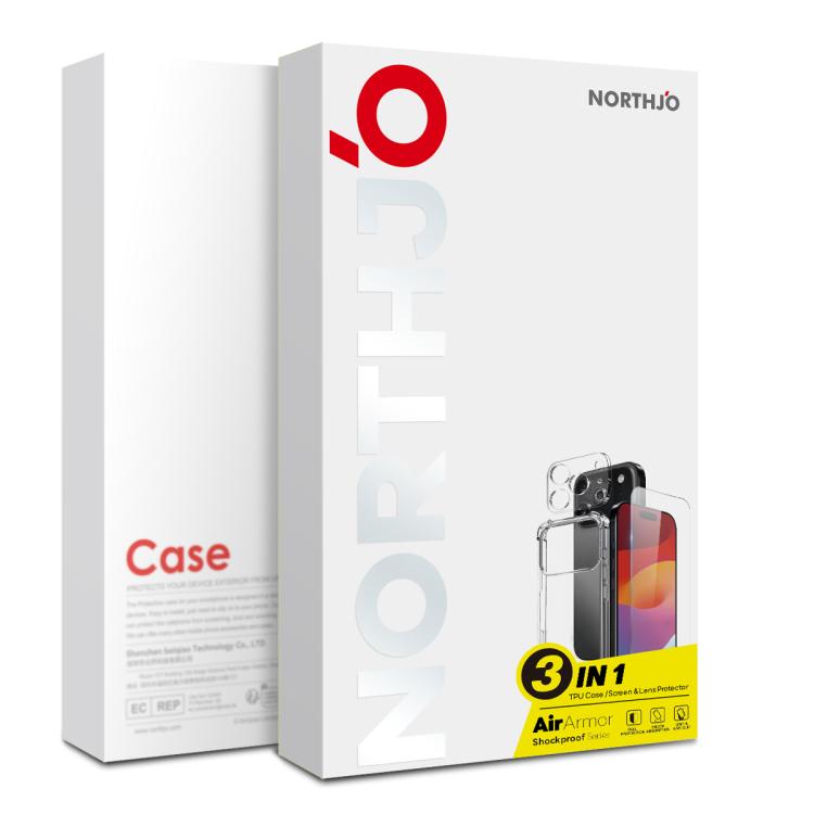 For iPhone 17 Pro Max NORTHJO 3 in 1 TPU Airbag Shockproof Phone Case with Screen Protector Lens Film(Clear) - iPhone 17 Pro Max Cases by NORTHJO | Online Shopping South Africa | PMC TechLife | Buy Now Pay Later Mobicred