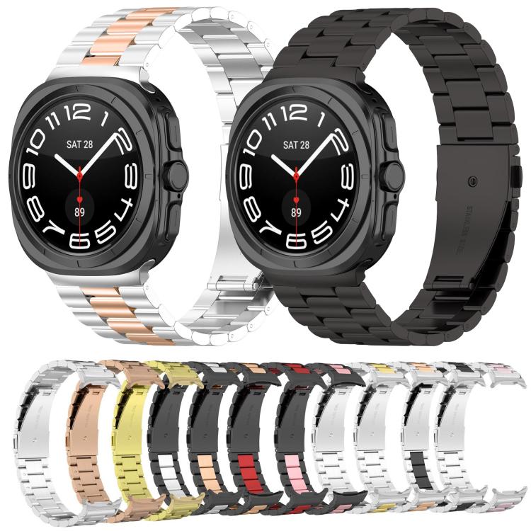For Samsung Galaxy Watch 8 40 / 44mm Three Beads Stainless Steel Watch Band with Removal Tool(Rose Gold) - free shipping - PMC TechLife - Order now!