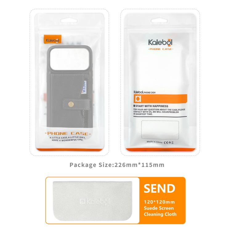 For iPhone 17 Pro Max Kalebol Magnetic Button Card Bag MagSafe Ring Leather Phone Case(Black) - iPhone 17 Pro Max Cases by Kalebol | Online Shopping South Africa | PMC TechLife | Buy Now Pay Later Mobicred