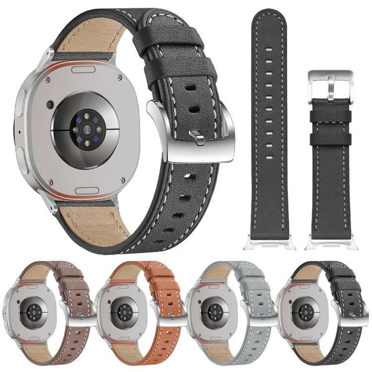 For Samsung Galaxy Watch8 / Watch8 Classic Round Tail Square Buckle Leather Watch Band(Cocoa) - free shipping - PMC TechLife - Order now!
