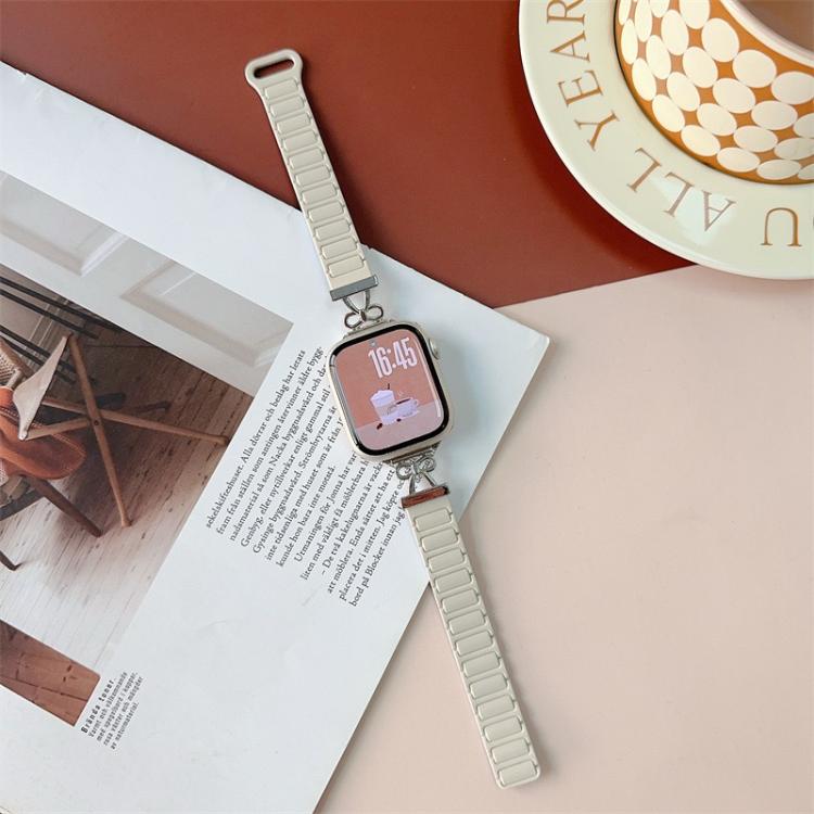 For Apple Watch 46mm / 49mm / 45mm / 44mm Bow Small Waist Magnetic Silicone Watch Band(Oxford Pink with Rose Gray) - free shipping - PMC TechLife - Order now!