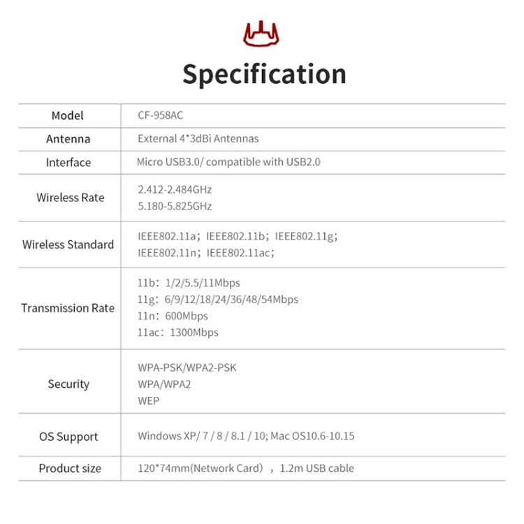 Comfast CF-958AC High Power PA Wifi Adapter 1900Mbps Gigabit E-Sports Network Card 2.4Ghz+5.8Ghz USB 3.0 PC Lan Dongle Receiver - free shipping - PMC Jewellery - Order now!