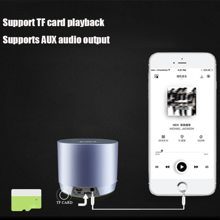 EWA A3 Mini Speakers 8W 3D Stereo Music Surround Wireless Bluetooth Speakers Portable Sound Bass Support TF Cards USB(Gray) - Desktop Speaker by EWA | Online Shopping South Africa | PMC Jewellery | Buy Now Pay Later Mobicred