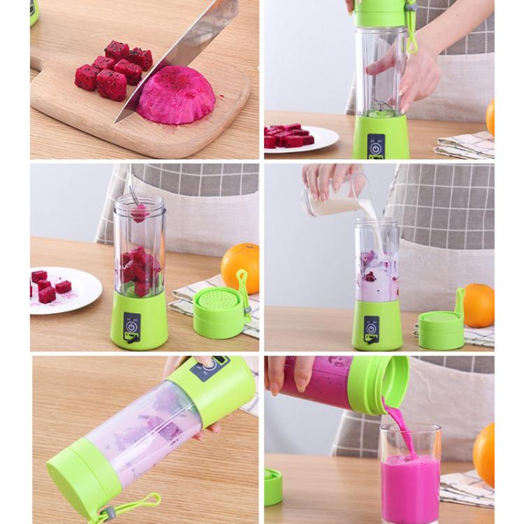 USB Rechargeable Electric Automatic Vegetable Fruit Citrus Orange Juice Maker Cup Mixer Bottle (380ML)(2 Blades Pink) - free shipping - PMC TechLife - Order now!