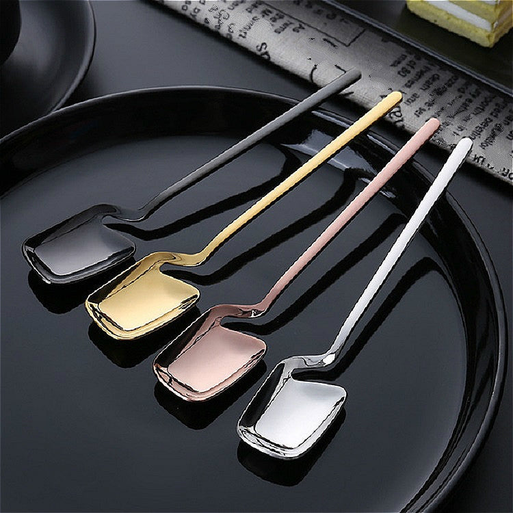Stainless Steel V-shaped Wall Hanging Design Simple Coffee Spoon Fork Creative Long Handle Stirring Tableware, Style:Spoon, Color:Gold - free shipping - PMC TechLife - Order now!