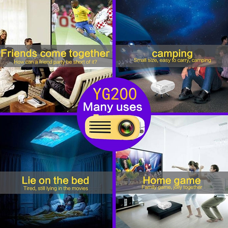 YG200 Portable LED Pocket Mini Projector AV SD HDMI Video Movie Game Home Theater Video Projector, US Plug(Yellow and White) - LED Projector by PMC TechLife | Online Shopping South Africa | PMC TechLife | Buy Now Pay Later Mobicred