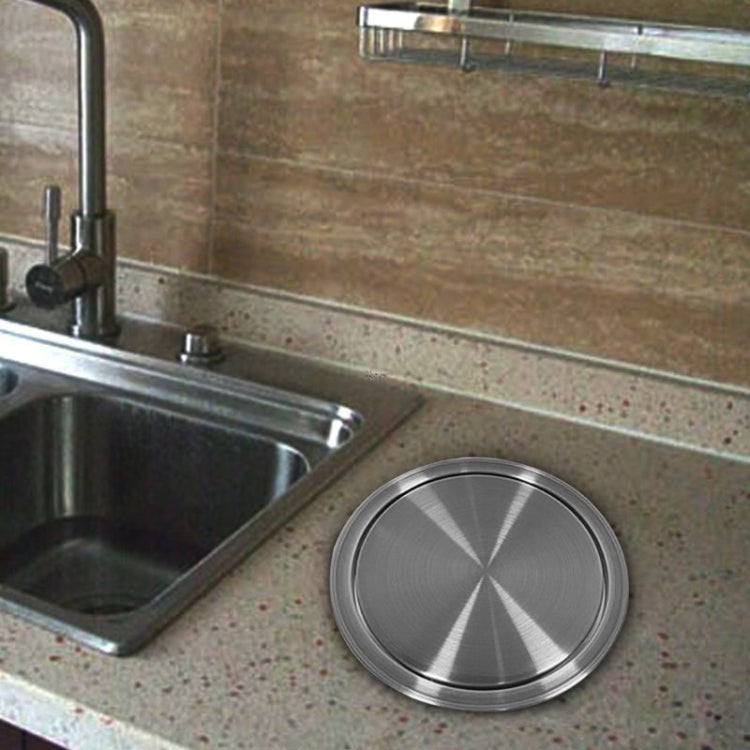 Embedded Type Stainless Steel Swing Cover Flip Kitchen Countertop Trash Can Lid Cap, Size:Round Drawing 20cm Diameter(Silver) - free shipping - PMC TechLife - Order now!