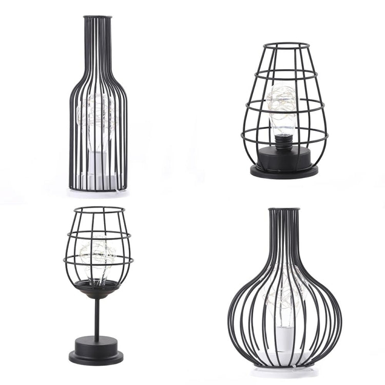Retro Classic Iron Art LED Table Lamp Reading Lamp Night Light Bedroom Lamp Desk Lighting Home Decoration, Lampshade Style:Red ���ine Glass + Red ���ine Bottle - Night Lights by PMC TechLife | Online Shopping South Africa | PMC TechLife | Buy Now Pay Later Mobicred