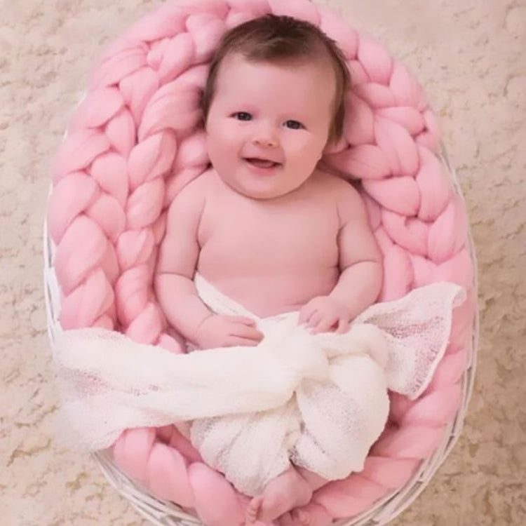 50x50cm Soft Newborn Photography Prop Chunky Knit Blanket for 100 Days Milestone(White) - free shipping - PMC TechLife - Order now!