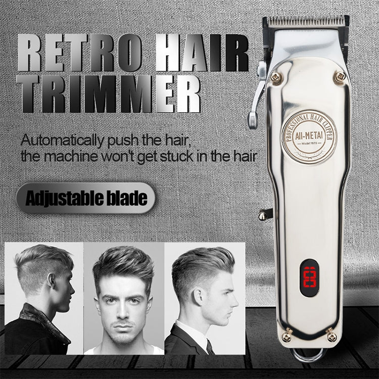 Retro Oil Head Electric Pusher Strong Power Electric Fader LCD Digital Display Rechargeable Hair Clipper(EU Plug) - free shipping - PMC TechLife - Order now!