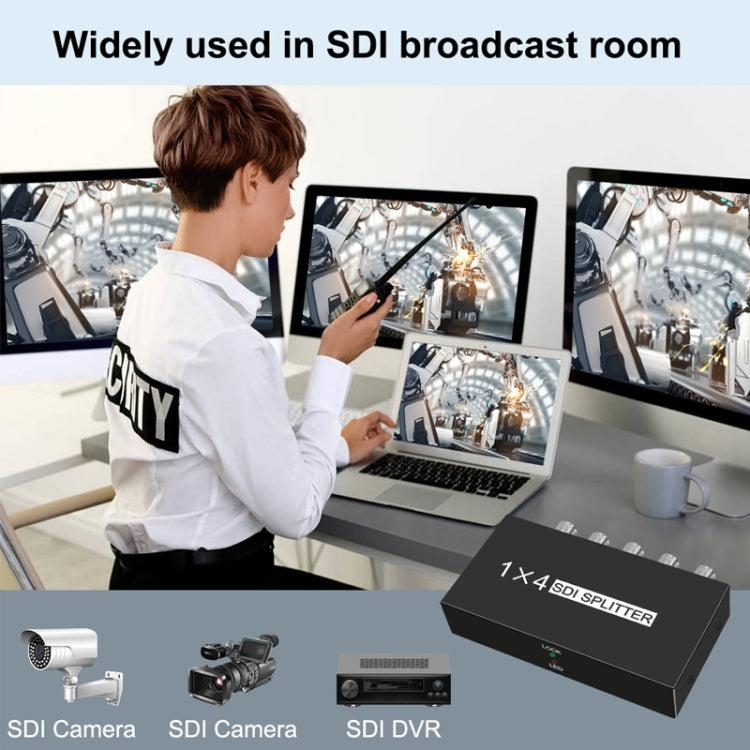 1 In 4 Out SD-SDI / HD-SDI / 3G-SDI Distribution Amplifier Video SDI Splitter(UK Plug) - Splitter by PMC Jewellery | Online Shopping South Africa | PMC Jewellery | Buy Now Pay Later Mobicred
