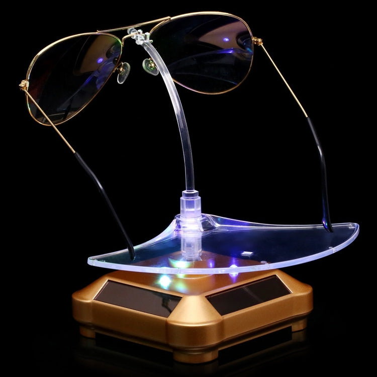 Solar 360 Degree Rotating Turntable Colorful Lights Glasses Display Stand(White) - free shipping - PMC TechLife - Order now!