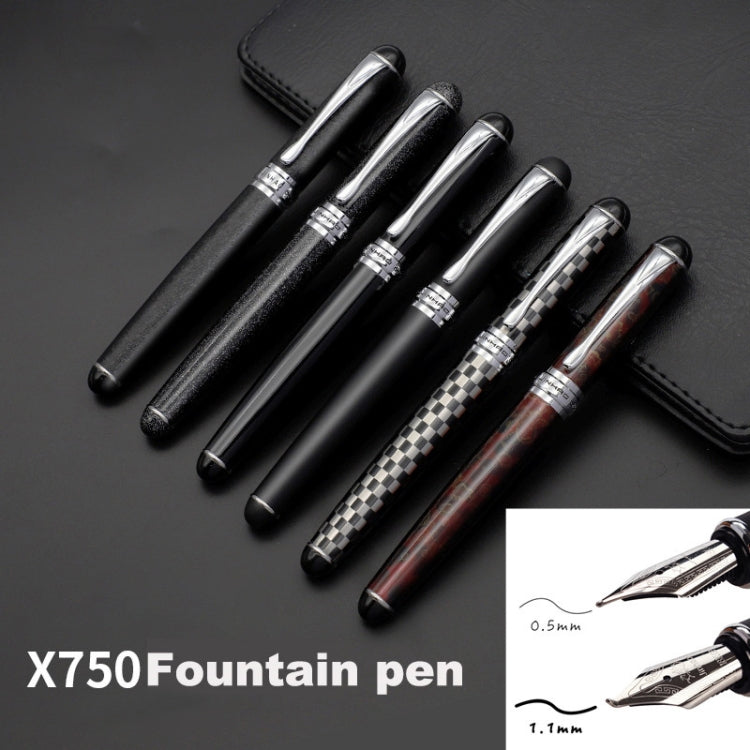 X750 Stationery Stainless Steel Fountain Pen Medium Nib Ink Pens School Oiifice Gift, Nib Size:0.5mm(Fluorescent Black) - Fountain Pens by PMc TechLife | Online Shopping South Africa | PMc TechLife | Buy Now Pay Later Mobicred