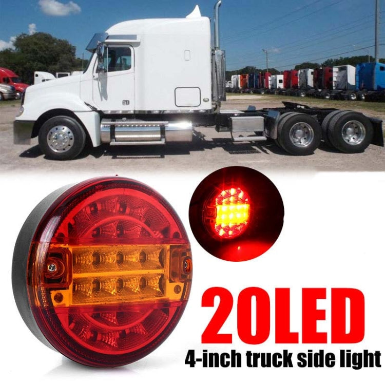 4 Inch 20 LEDs10-30V Wide Pressure Truck Tail Light 20LED Round Truck Tail Light Bread Light(Yellow) - Brake Lights by PMC TechLife | Online Shopping South Africa | PMC TechLife | Buy Now Pay Later Mobicred