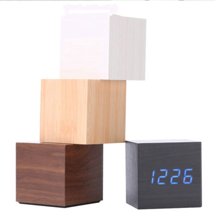 Multicolor Sounds Control Wooden Clock Modern Digital LED Desk Alarm Clock Thermometer Timer White Green - Alarm Clocks by PMc TechLife | Online Shopping South Africa | PMc TechLife | Buy Now Pay Later Mobicred