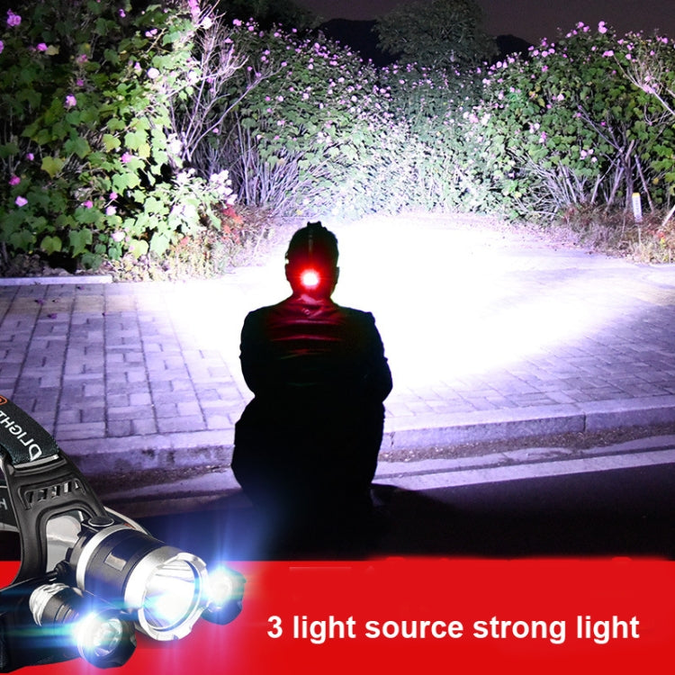 Strong Light Long-Range Rechargeable Three-Head Lamp Outdoor Fishing Lamp Led Head-Mounted Flashlight (1T6 x 2XPE Without Battery) - Headlamp by PMC Jewellery | Online Shopping South Africa | PMC Jewellery | Buy Now Pay Later Mobicred