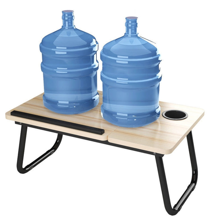 Bed Four-Speed Lifting Table Folding Laptop Desk Adjustable Dormitory Lazy Table with Cup Holder, Size: 55x32x25cm(Black Gold Wire) - Laptop Stand by PMC Jewellery | Online Shopping South Africa | PMC Jewellery | Buy Now Pay Later Mobicred