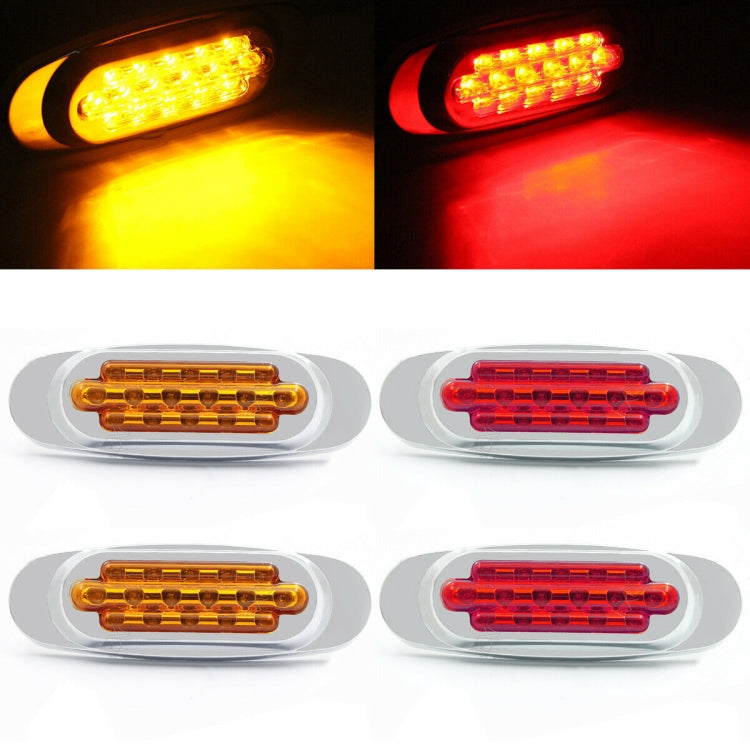 12-24V 16 LEDs Electroplating Side Lights Side Tail Lights Cargo Truck Modification Light, Colour: Yellow (2 Lines Always Bright) - Warning Lights by PMC TechLife | Online Shopping South Africa | PMC TechLife | Buy Now Pay Later Mobicred
