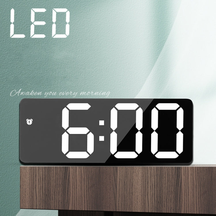 Mirror Bedside Alarm Clock Battery Plug-In Dual-Purpose LED Clock, Colour: Arc-shaped Black Shell (Black Surface Red Light) - Alarm Clocks by PMC TechLife | Online Shopping South Africa | PMC TechLife