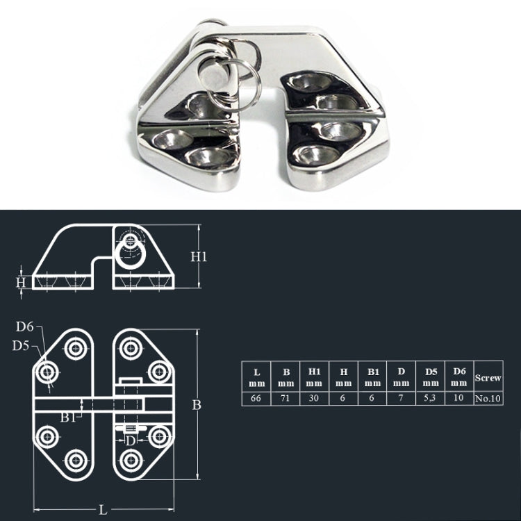 Butterfly Hinge 316 Stainless Steel Ship Accessories, Specification: 70 x 68mm - Marine Accessories & Parts by PMC TechLife | Online Shopping South Africa | PMC TechLife | Buy Now Pay Later Mobicred