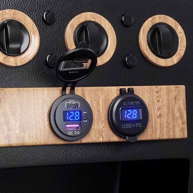 12V Modified Car USB Charger With Voltage Display PD QC3.0 Socket(With 60cm Line Red Light) - DIY Modified Charger by PMC TechLife | Online Shopping South Africa | PMC TechLife | Buy Now Pay Later Mobicred