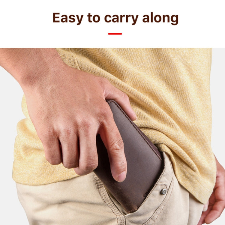 Contacts Family CF1114 Leather Watch Box Retro Crazy Horse Leather Zipper Couple Watch Bag(Coffee) - free shipping - PMC TechLife - Order now!